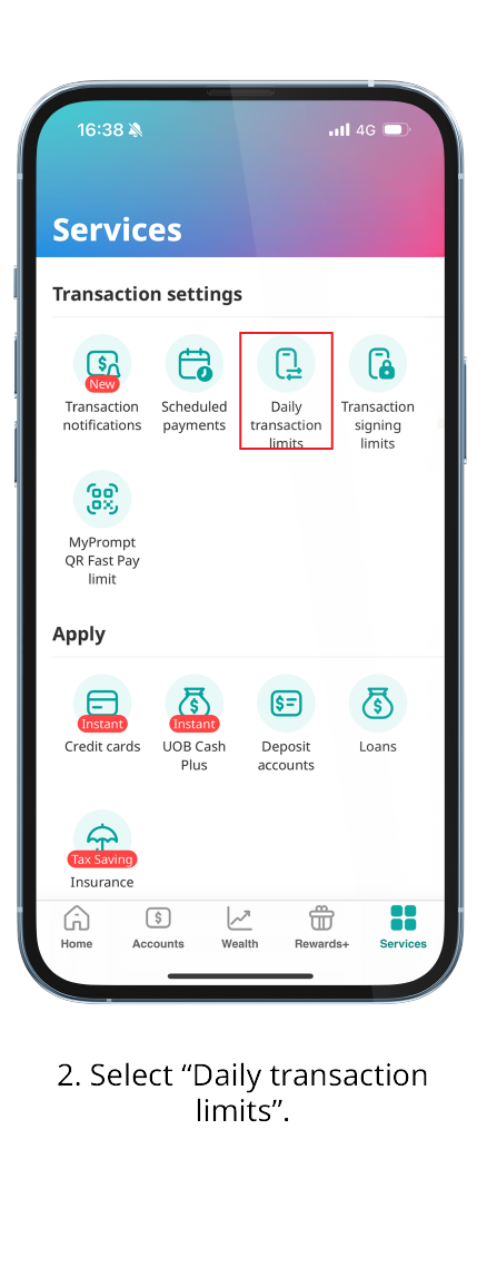 Select “Daily transaction limits”.