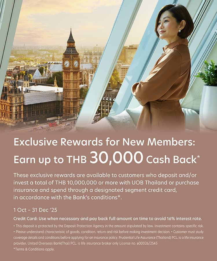 Exclusive for New Sign up Earn Cash Back up to THB 30,000*