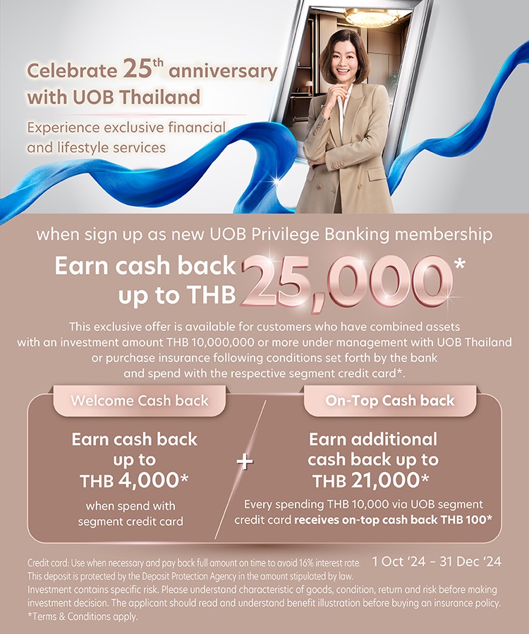 Exclusive for New Sign up Earn Cash Back up to THB 30,000*