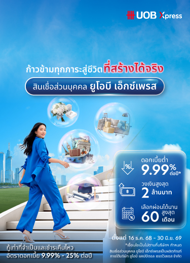 Mobile banner: Asian woman happily using UOB Credit Card for a transaction