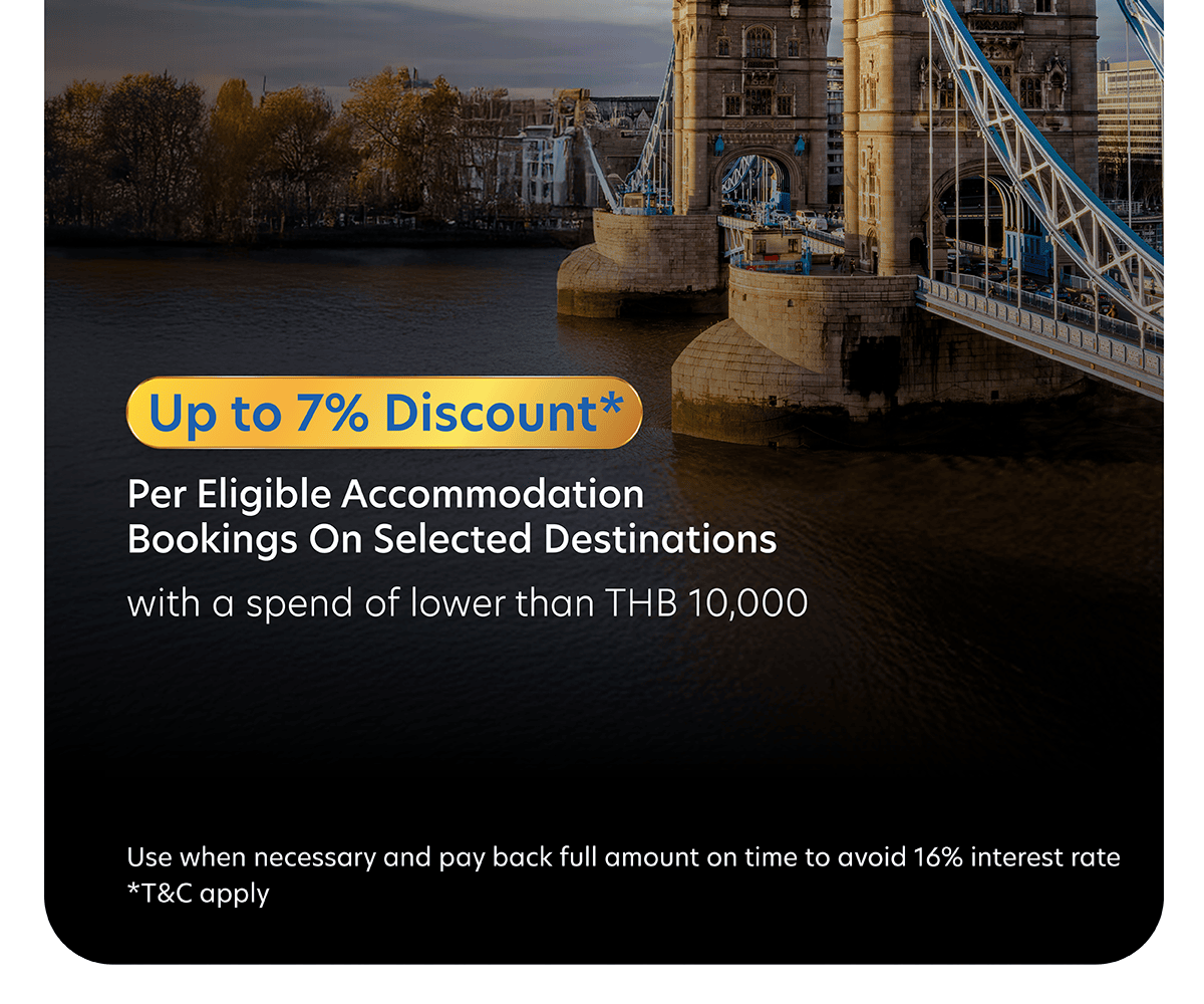 Get up to 20%* discount with UOB Royal Orchid Plus Visa Credit Card when booking eligible accommodation on Agoda