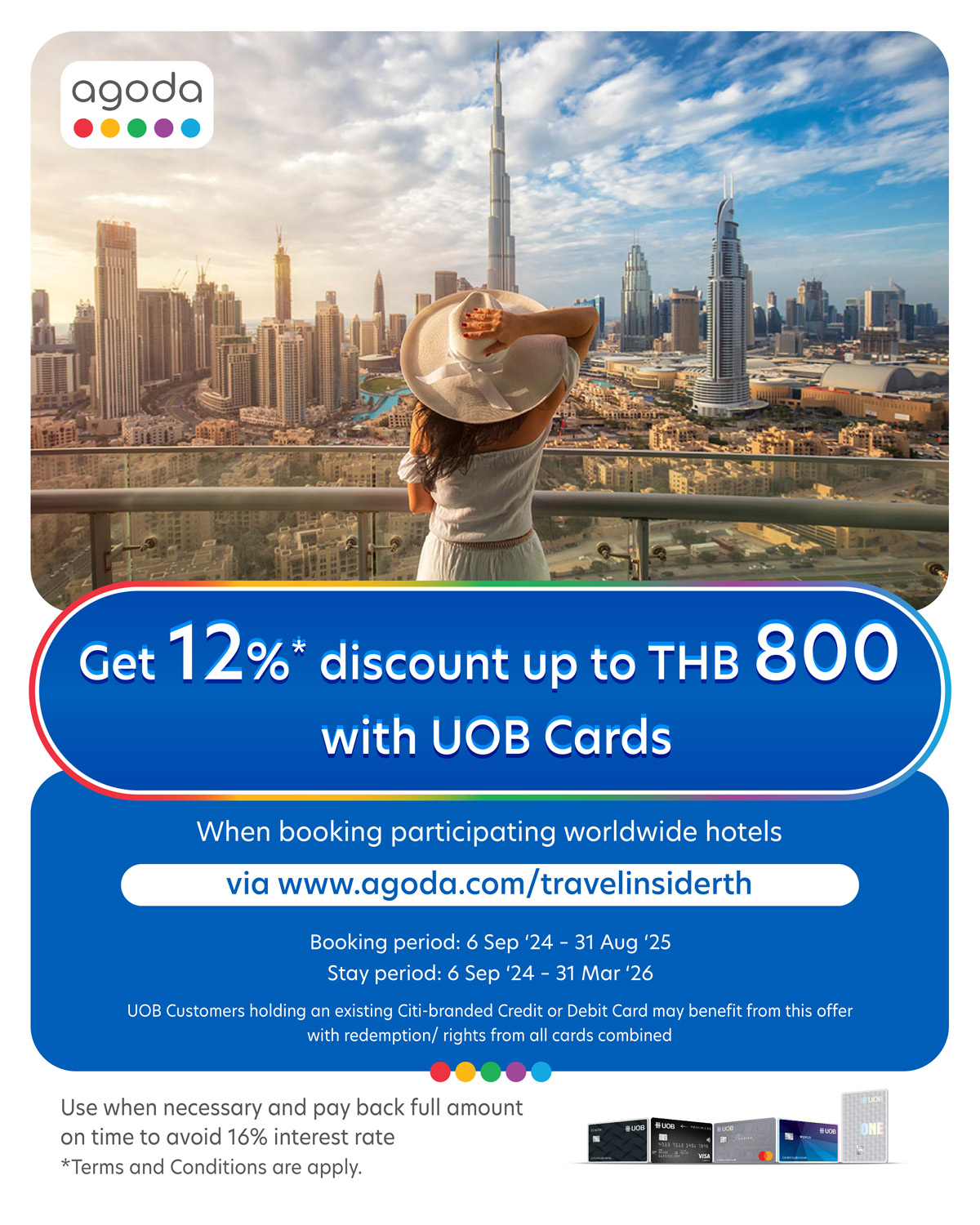 Get up to 12% hotels discount when booking via Agoda and paying with UOB Credit Card or TMRW Credit Card