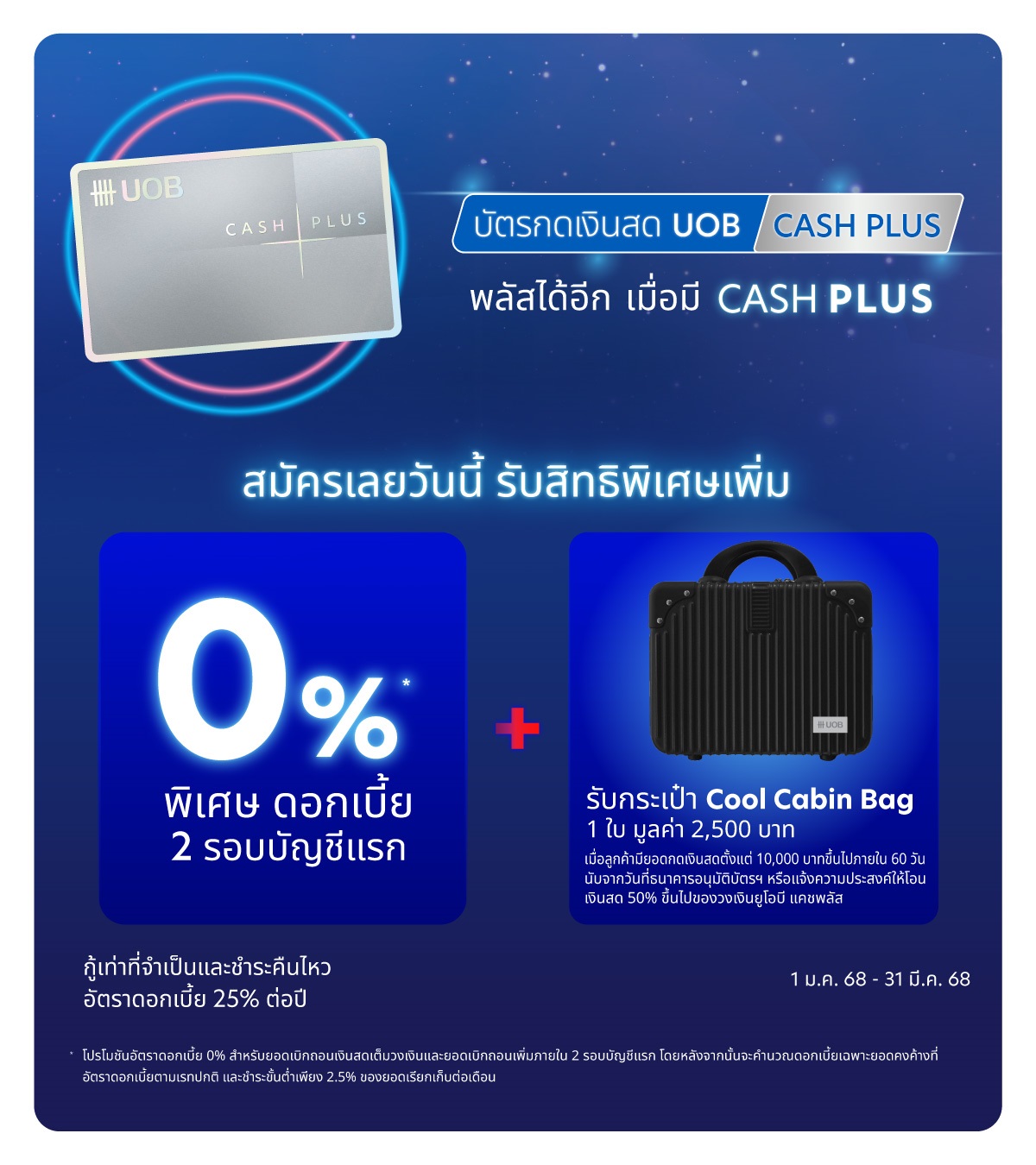 บัตรกดเงินสด ยูโอบี Cash Plus