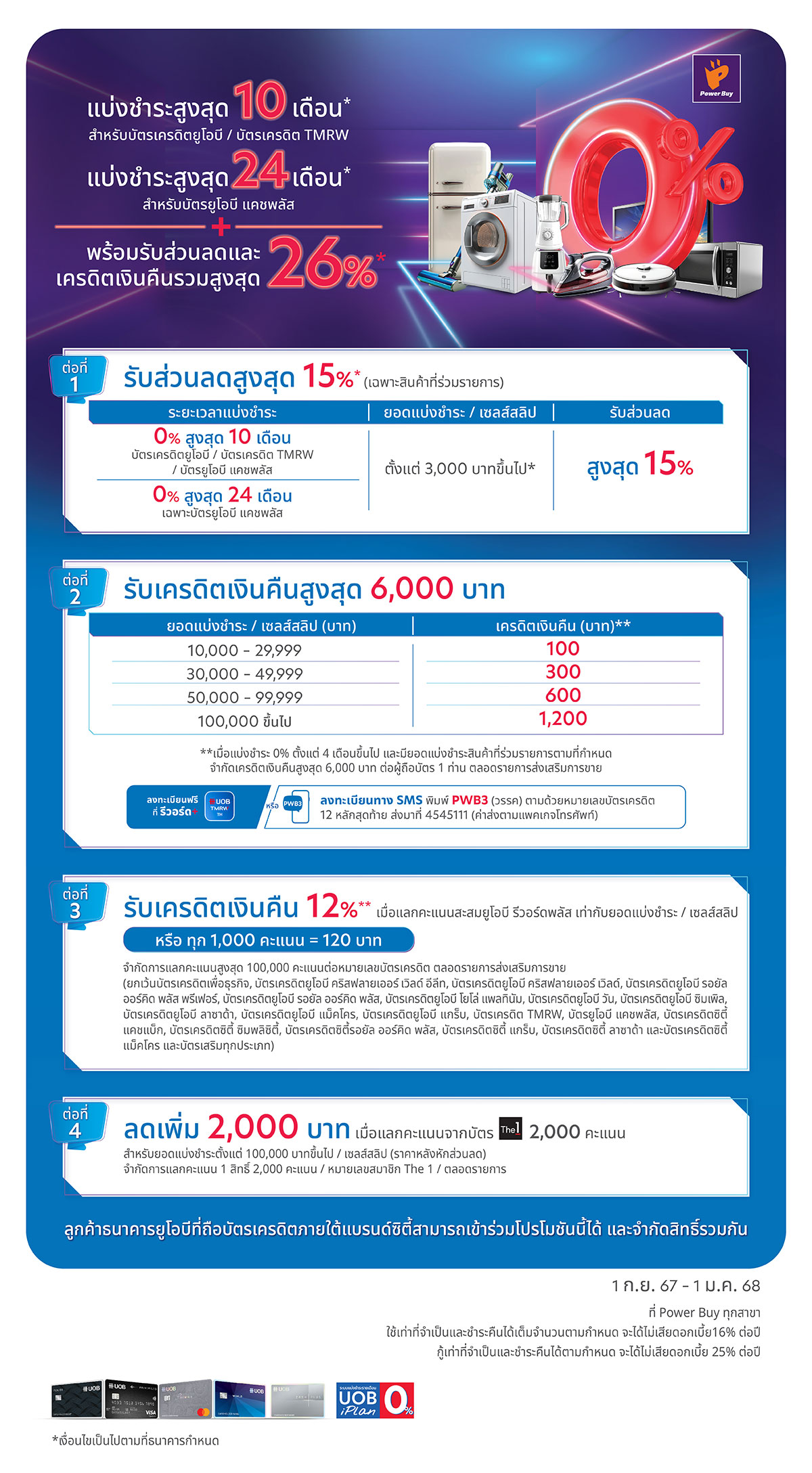 แบ่งชำระ 0% สูงสุด 24 เดือน รับส่วนลดสูงสุด 26%