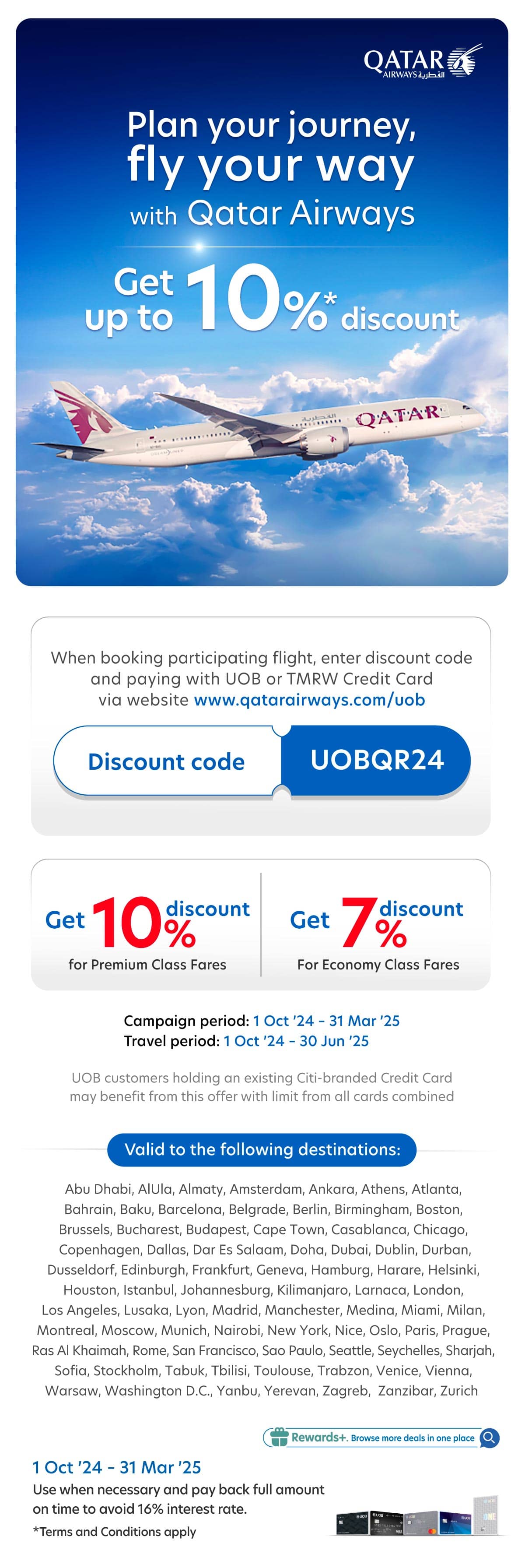 Qatar Airway Up to 10% off flight bookings